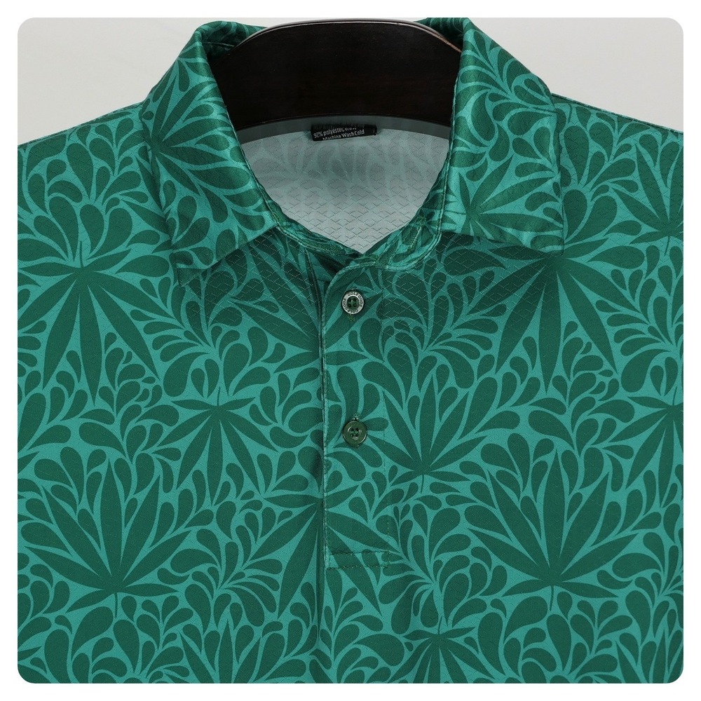 Golf Gods Polo Shirt Pot Leaf Performance‎ Jersey Mens Medium Green Marijuana